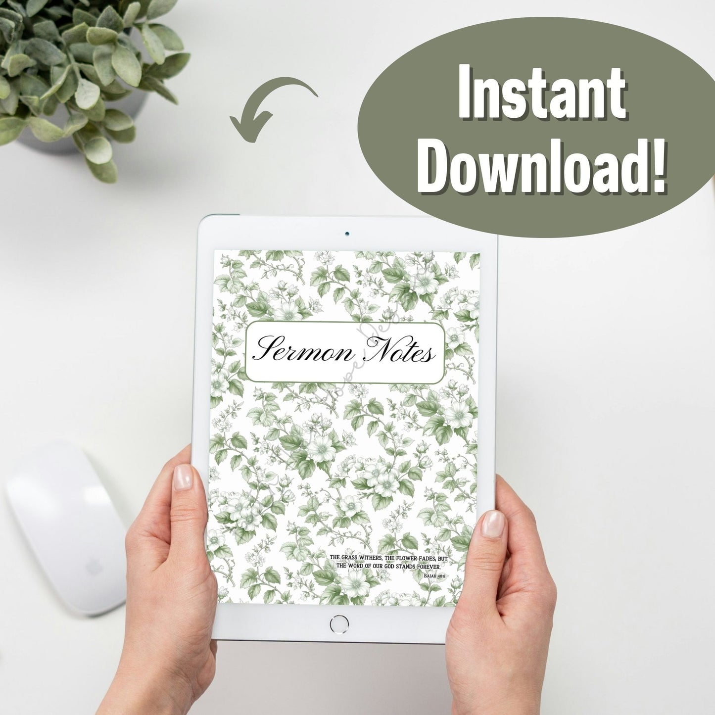 Sermon Notes Template Digital Download Bible Planner Church Journal Prayer Document Printable Page Notebook Christian Design Floral Pattern