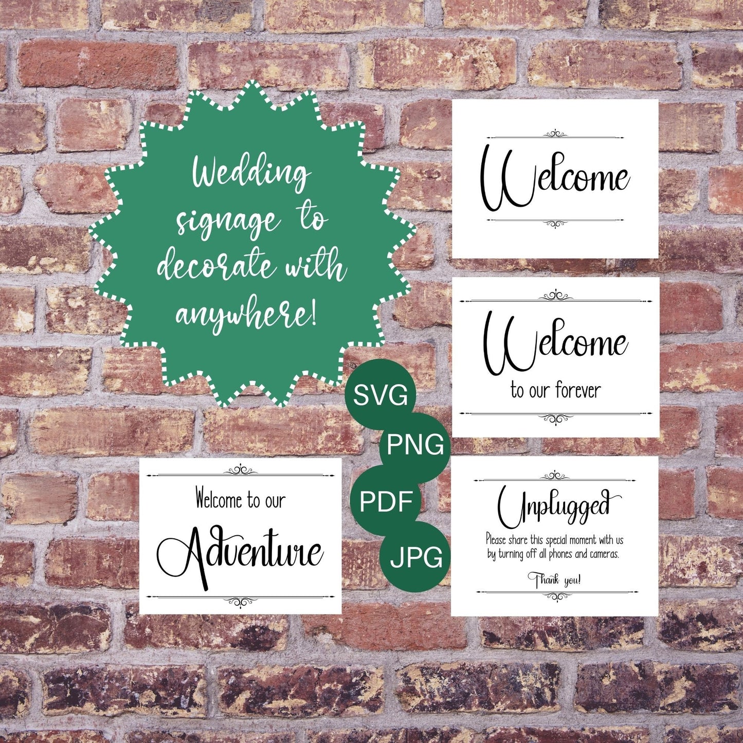 Modern Wedding Sign Bundle, Wedding Sign SVG, Large Wedding Sign, Antique Wedding Signs