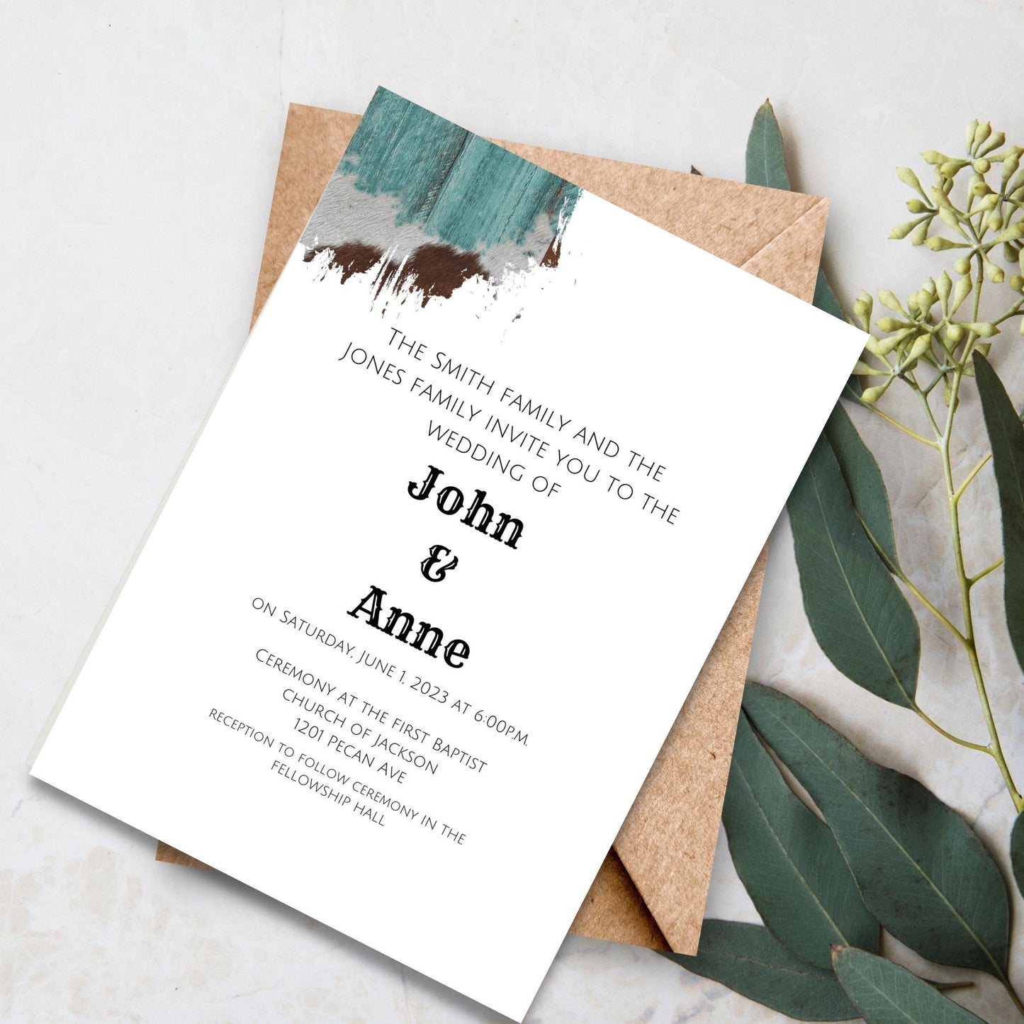 Personslized Rustic Wedding Invitation, Western Wedding Invitation, Customizable Wedding Invitation