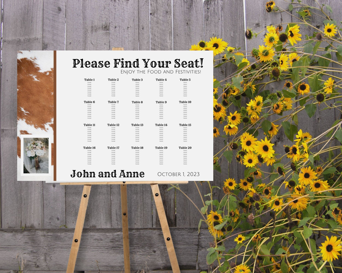 Rustic Cowhide Wedding Seating Chart, Wedding Reception Seating Chart, Seating Chart Sign, Table Seating Chart, Find Your Seat Sign