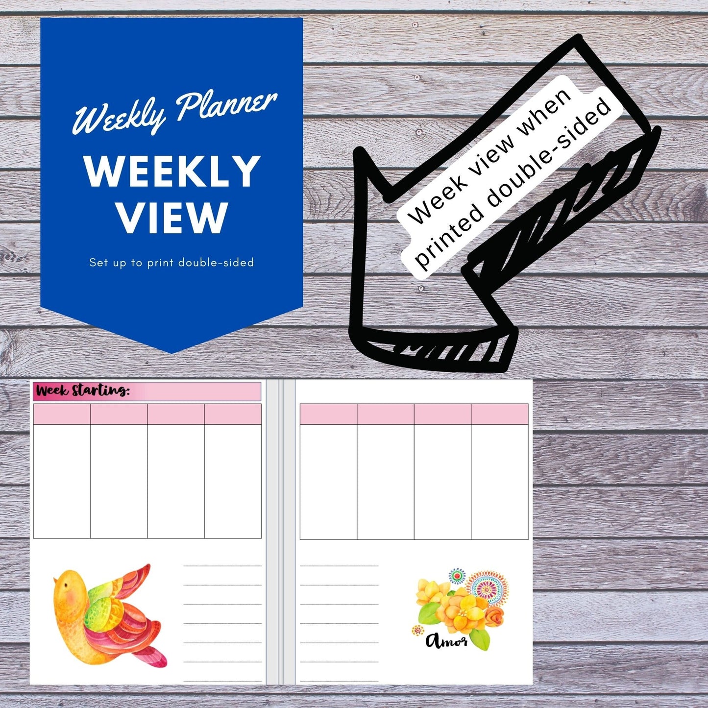 Stay on Top of Your Schedule with this 2023-2024 Undated Weekly Planner - Digital Download Available!