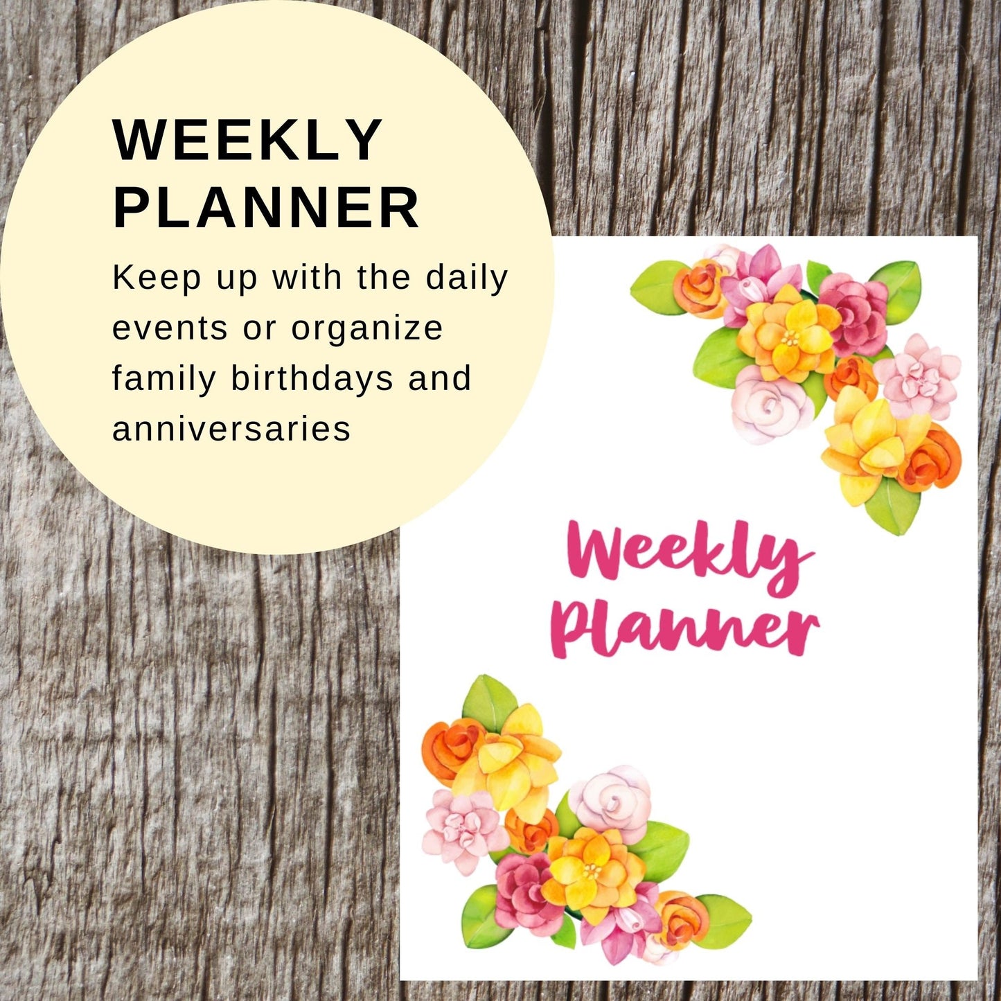 Stay on Top of Your Schedule with this 2023-2024 Undated Weekly Planner - Digital Download Available!