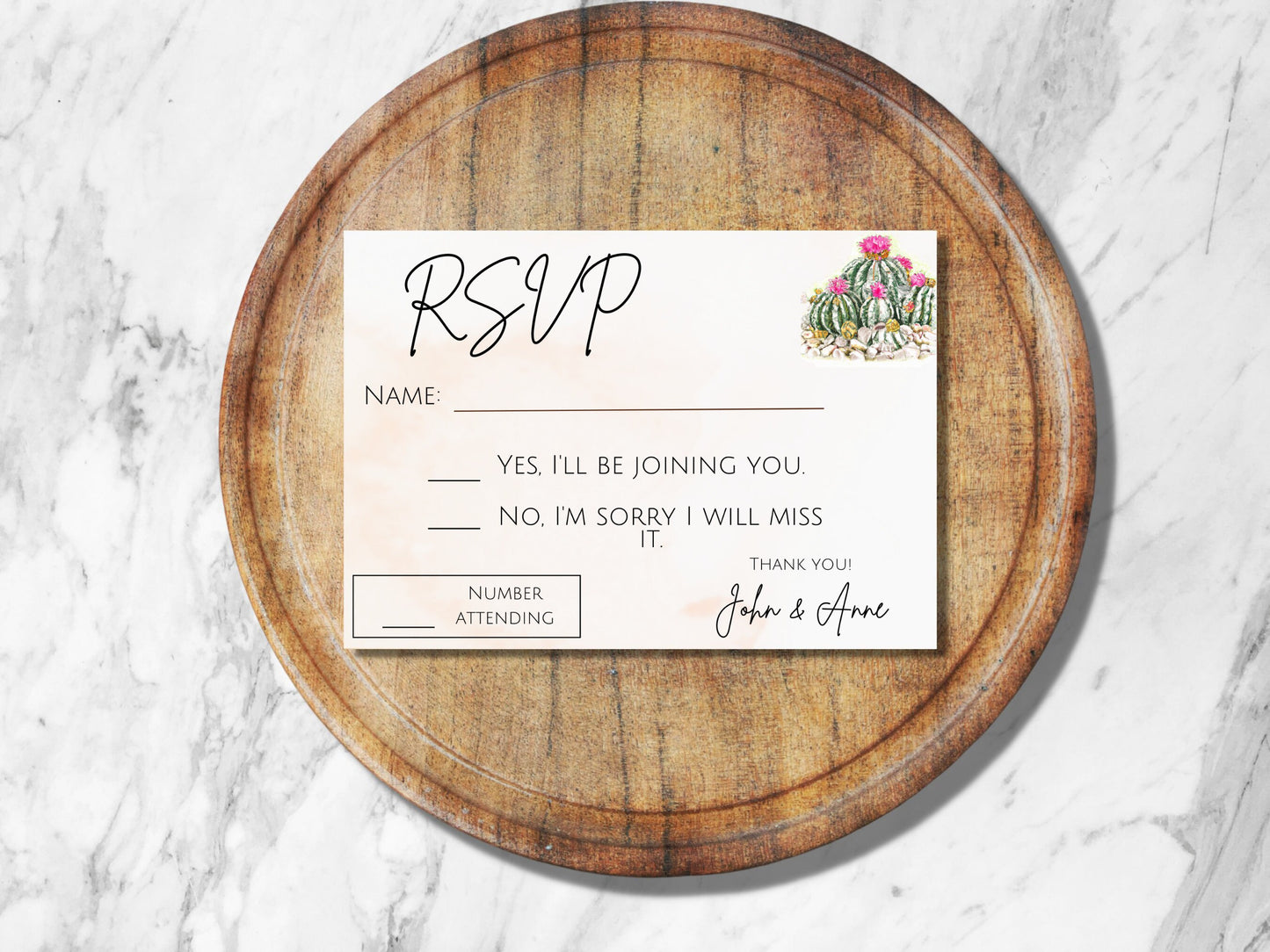 Rustic Cactus RSVP, Desert Wedding RSVP, Customizable and Printable RSVP