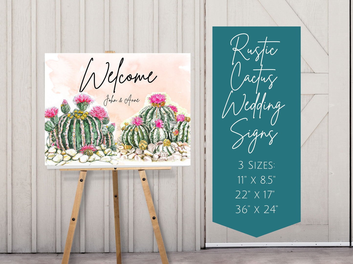 Rustic Cactus Wedding Signs, Desert Wedding Sign Bundle, Customizable and Printable Wedding Sign Bundle