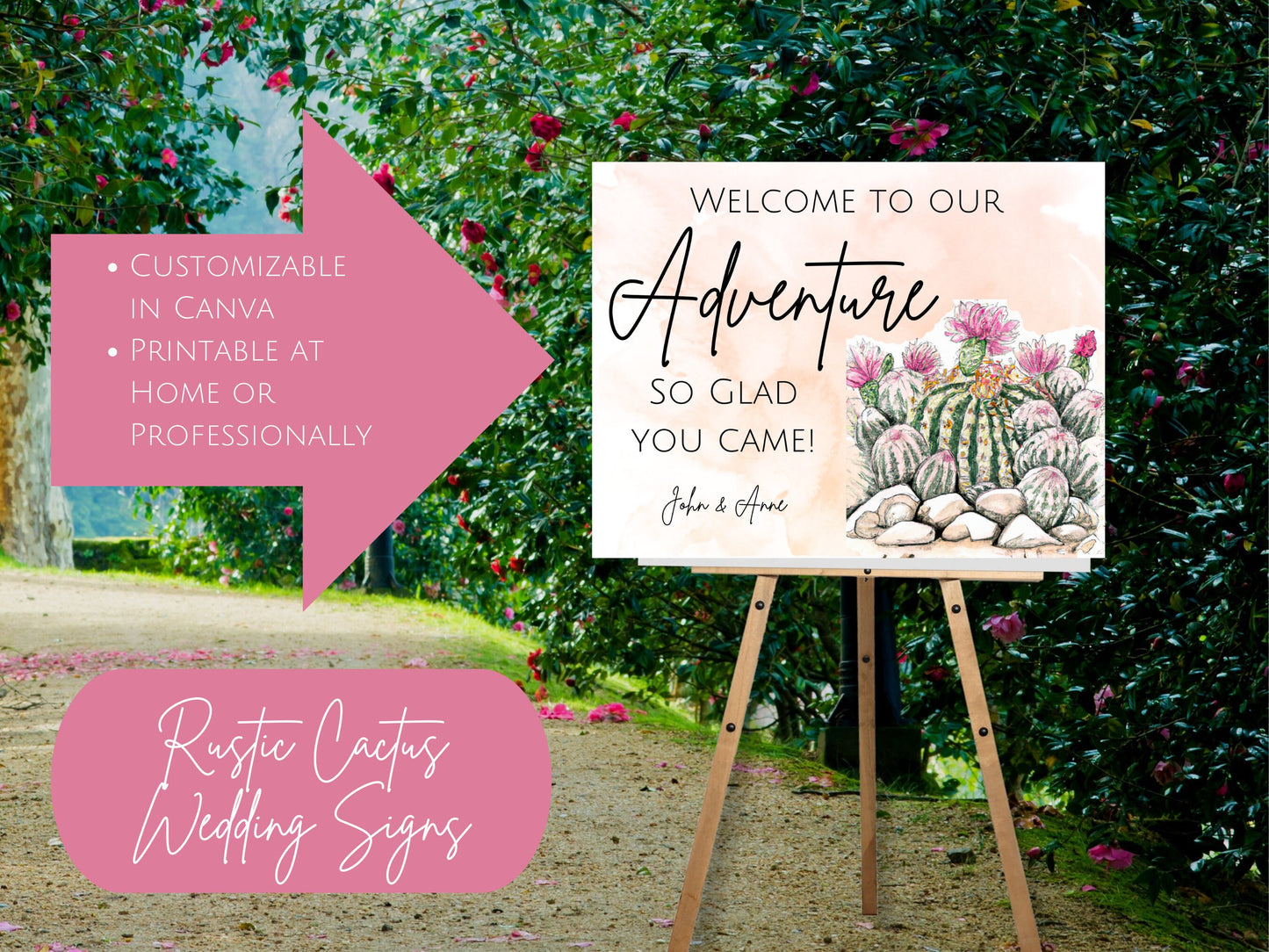 Rustic Cactus Wedding Signs, Desert Wedding Sign Bundle, Customizable and Printable Wedding Sign Bundle