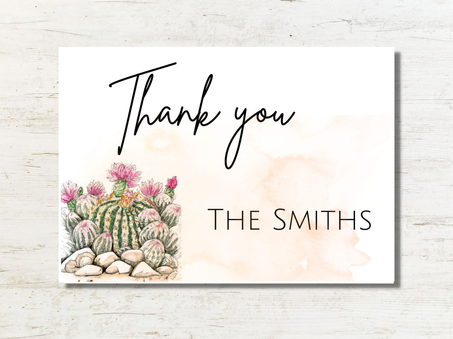 Rustic Cactus Wedding Thank Cards, Beautiful Desert Cactus Wedding Thank You Card, Wedding Thank You Card template