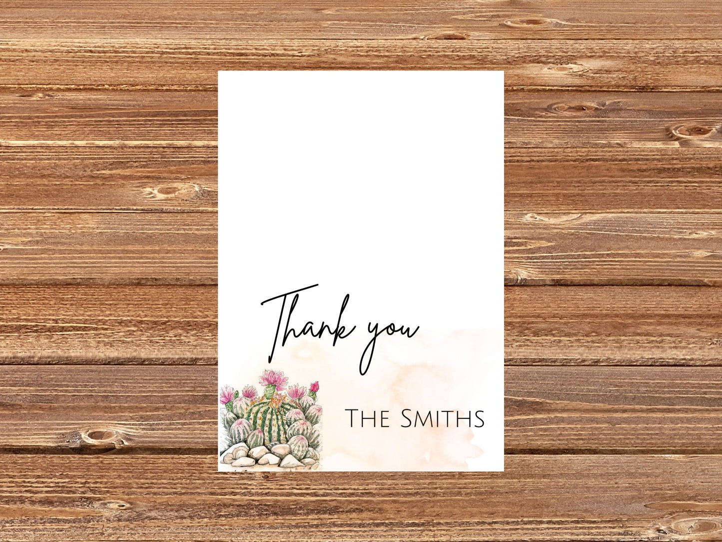 Rustic Cactus Wedding Thank Cards, Beautiful Desert Cactus Wedding Thank You Card, Wedding Thank You Card template