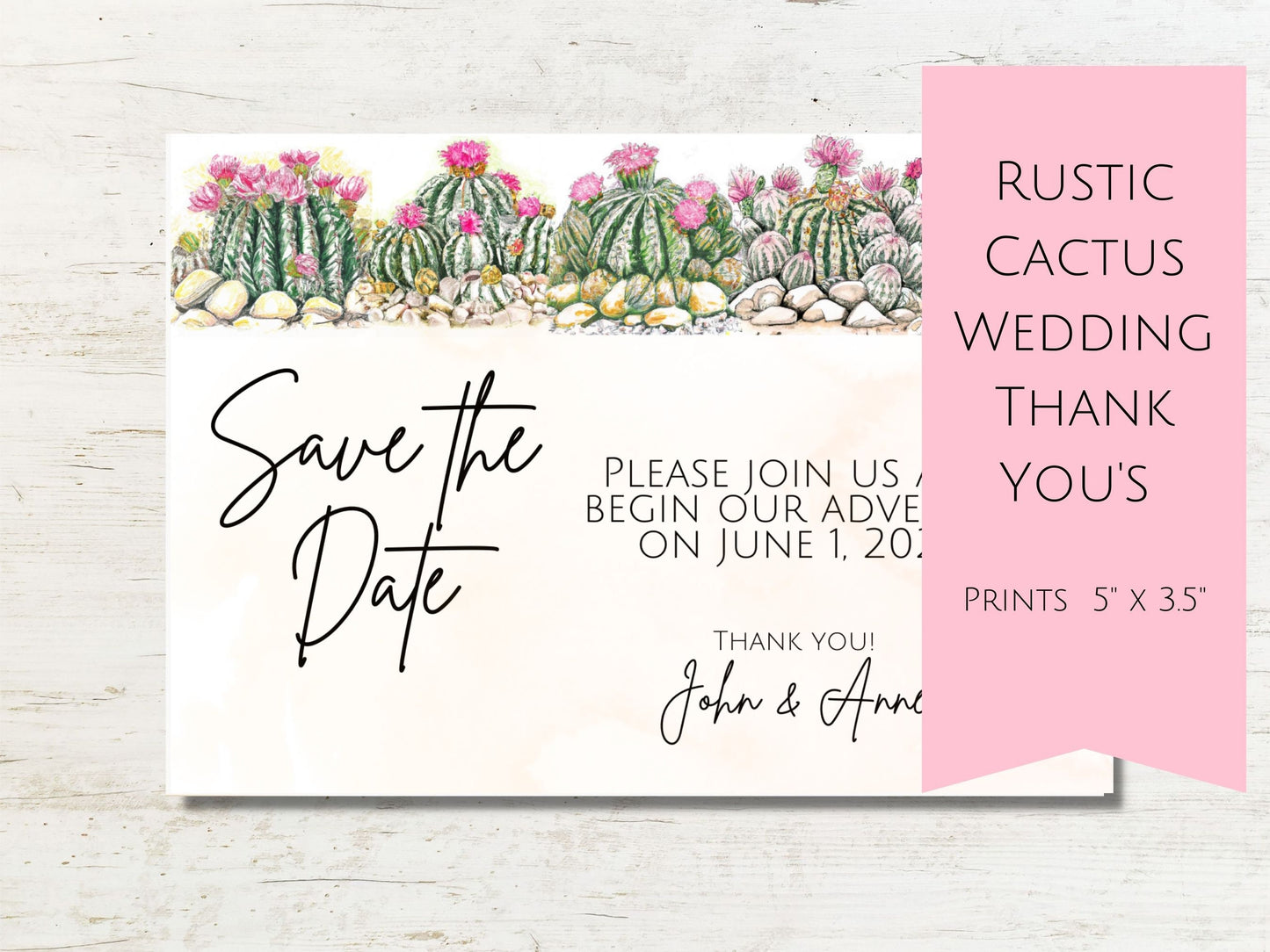 Rustic Cactus Save the Date, Desert Save the Date, Customizable and Printable Save the Date Template