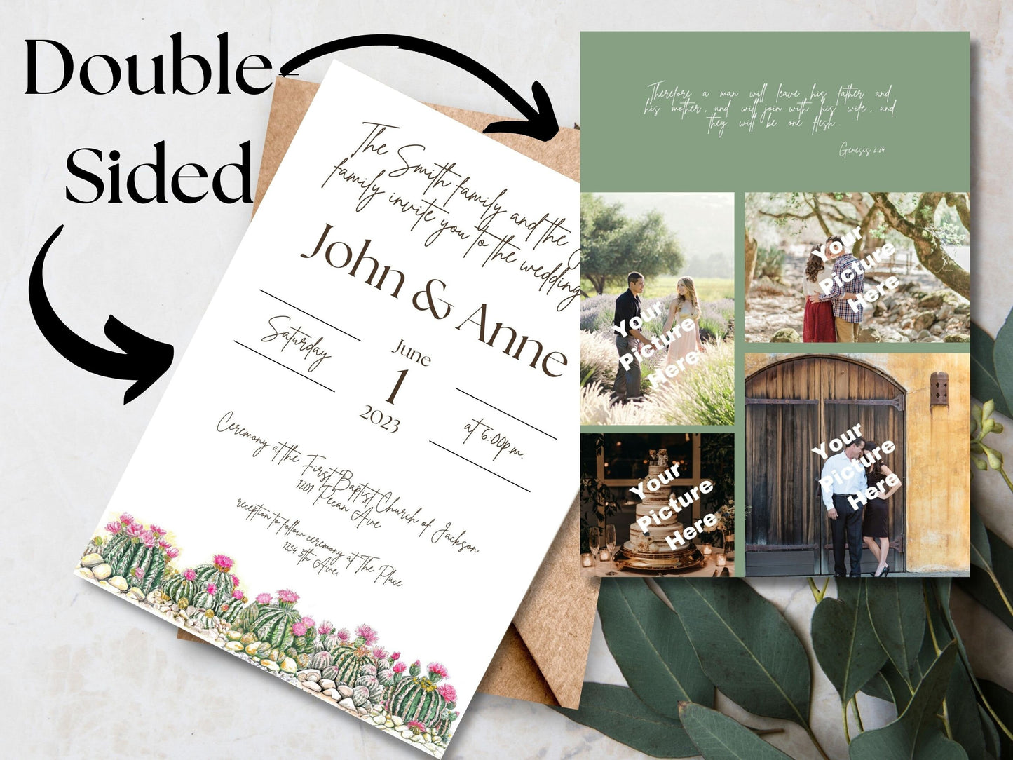 Rustic Cactus Wedding Paper Suite- of Invitations, Signs, Table Numbers, Seating Chart, Itinerary, Save the Dates, RSVP, and Thank You Cards