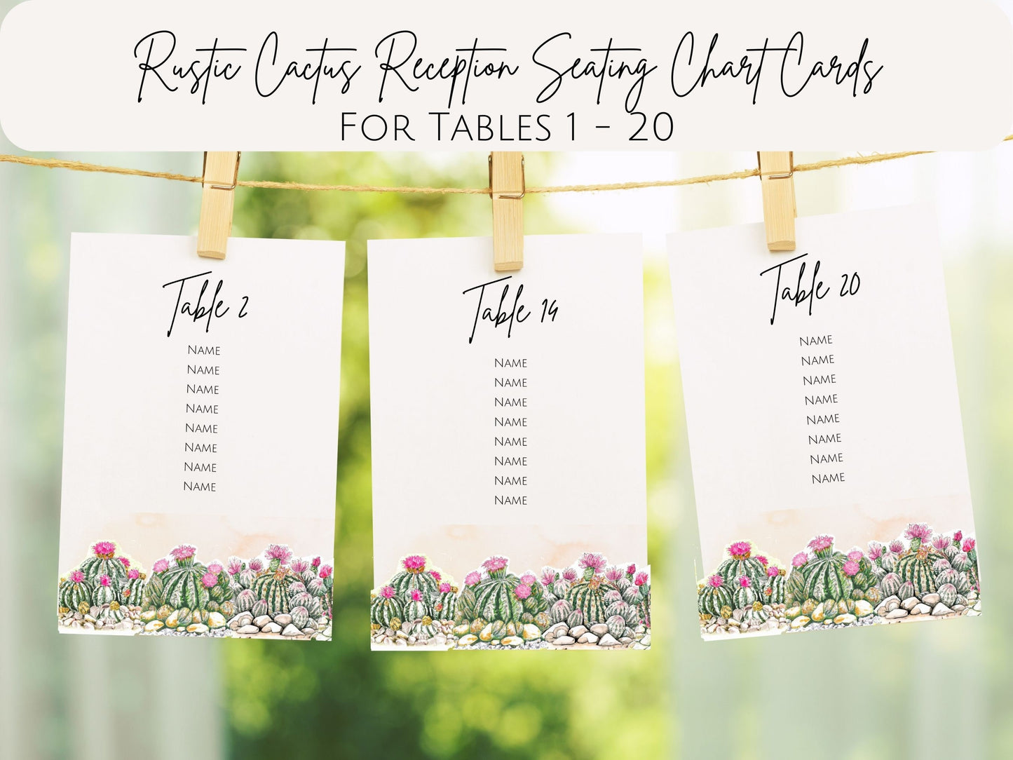 Rustic Cactus Wedding Paper Suite- of Invitations, Signs, Table Numbers, Seating Chart, Itinerary, Save the Dates, RSVP, and Thank You Cards