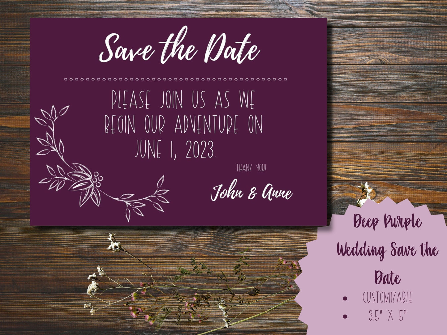 Capture the Essence of Autumn with Deep Purple Save the Date Cards in Enchanting Jewel Tones