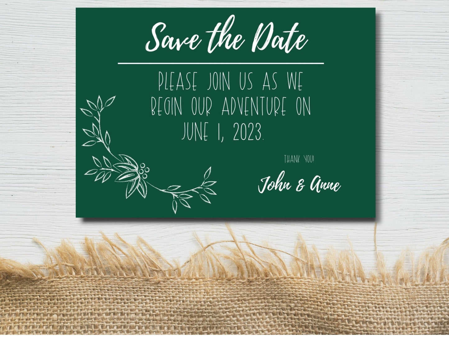 Elegant Emerald Green Save the Date Cards for Fall Weddings - Jewel Tones Collection