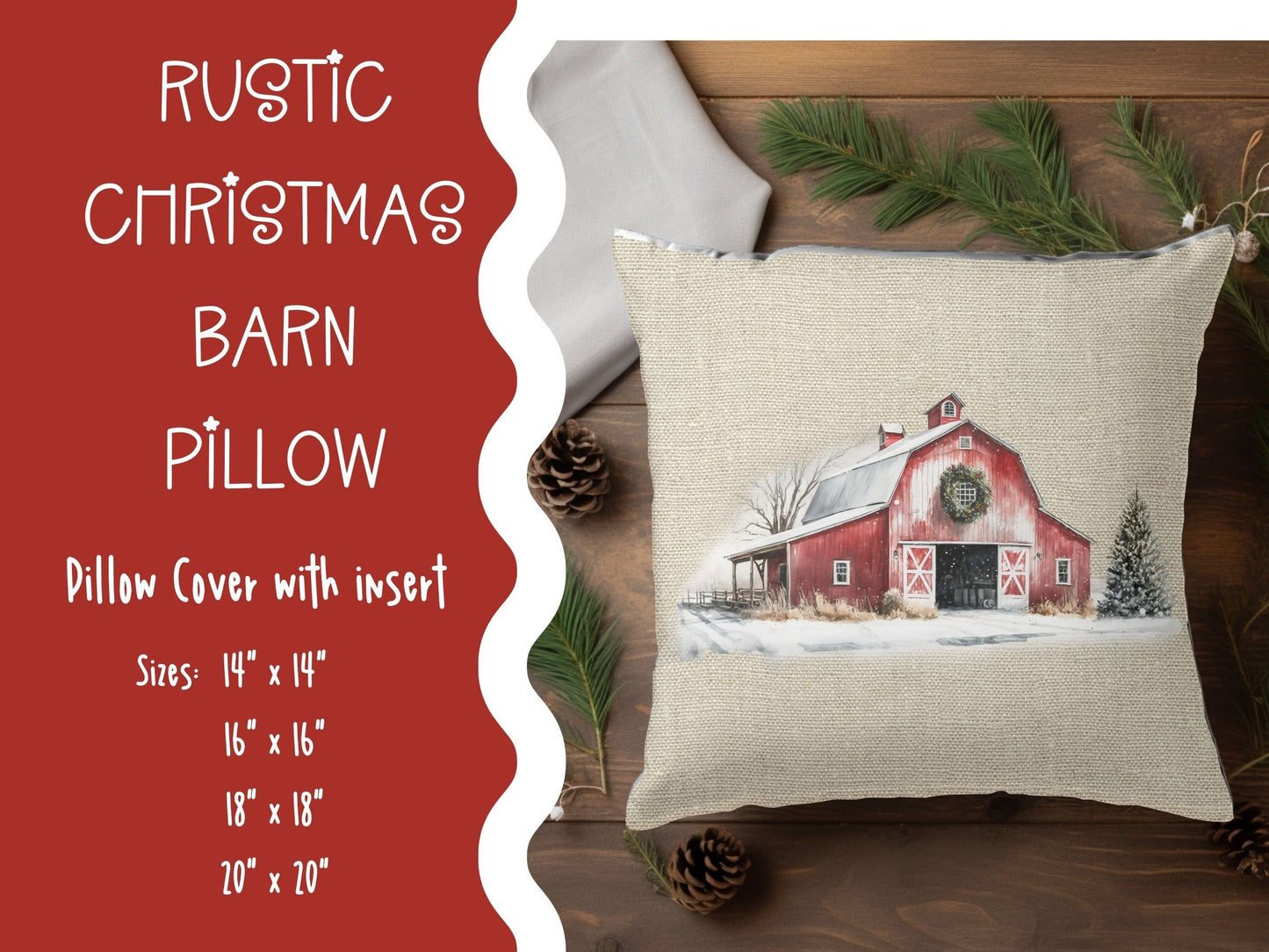 Red Barn Home Decor, Christmas Pillow, Rustic Pillow Cover, Barn Home Decor, Barn Pictures