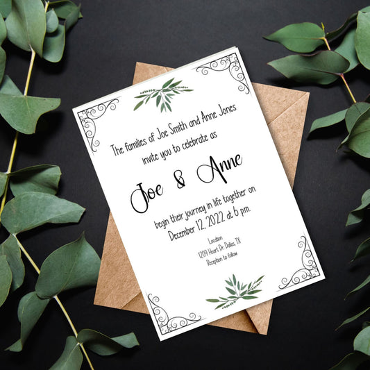 Wedding Invitation Template, Double Sided Wedding Invitation Template with Photo