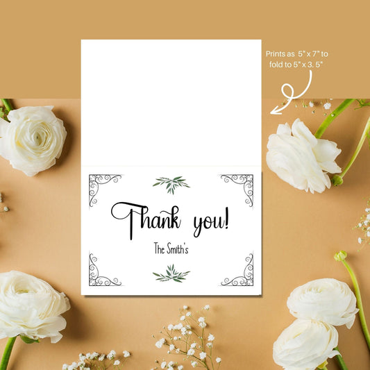 Wedding Thank You, Wedding Gift Thank You Card Template, Printed Thank You Cards