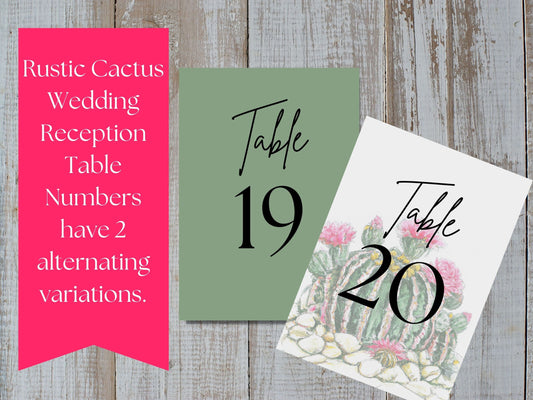 Desert Cactus Table Numbers, Cactus Wedding Reception Table Numbers, Western Table Numbers, Table Numbers Cactus