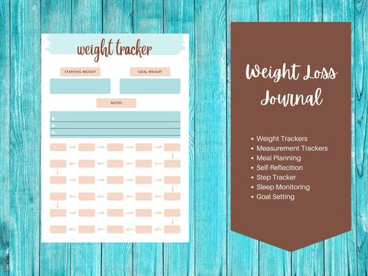 Weight Loss Journal, Weight Loss Tracker, Weight Loss Journal for Tracking, Planning, and Reflection - Achieve Your Health Goals