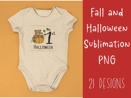 Get into the Spirit: Fall PNG and Halloween PNG Bundled Designs for T-Shirts, Sweatshirts, Mugs, and More! Fall Vibes, Babies 1st