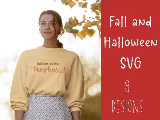 Autumn SVG, Halloween SVG, Cute Fall File Bundle, Fun Fall Leaves, Pumpkin Sayings