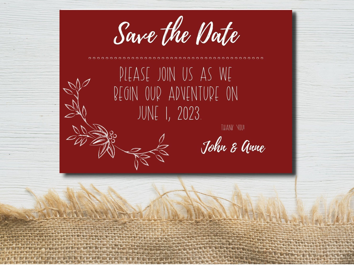 Elegant Mahogany Save the Date Cards for Fall Weddings in Stunning Jewel Tones