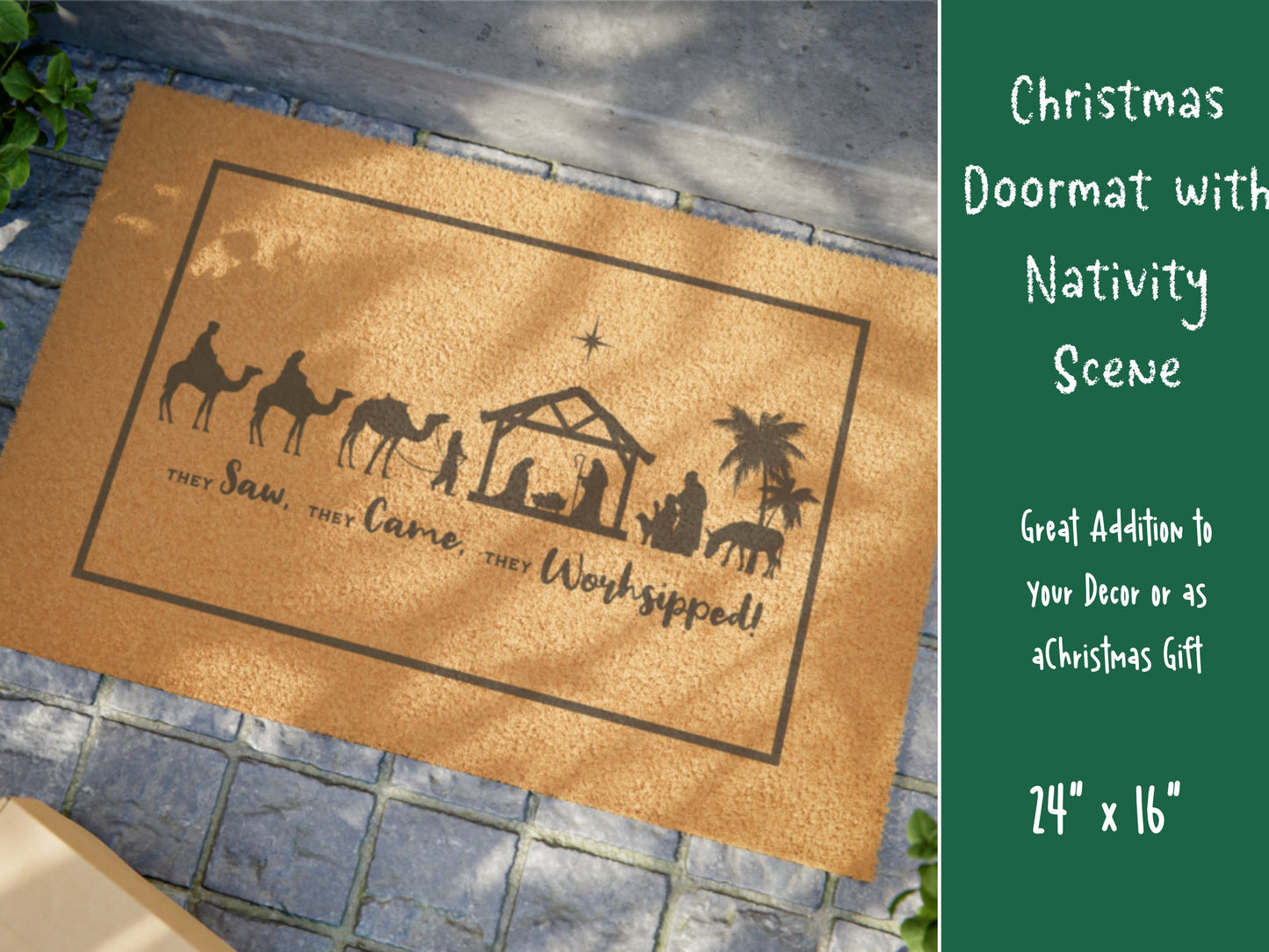 Christmas Doormats, Christmas Welcome, Holiday Door Mat, Custom Doormat, Coir Doormat,Merry Christmas Mat, Jesus Nativity