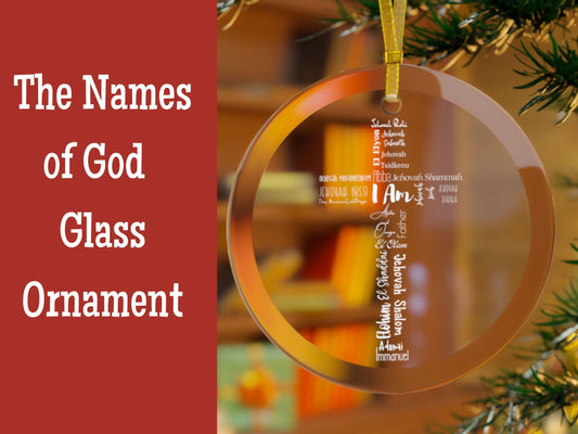 Unique Christmas Decor: Flat Glass Ornament featuring Over 20 Biblical Names of God