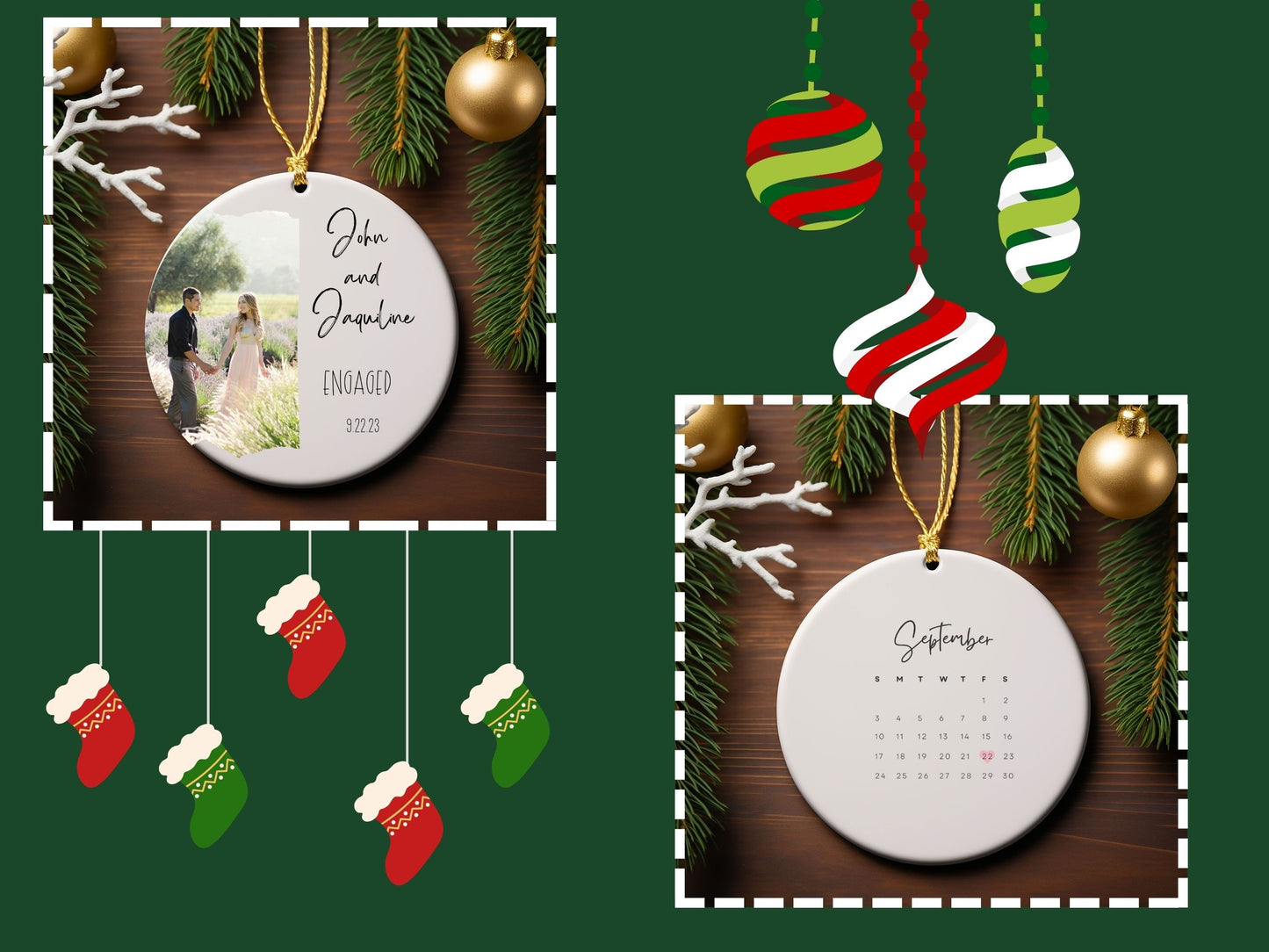 Customized Engagement Christmas Ornament: Personalized Couple's Keepsake for Our First Christmas, Engaged Photo Ornament