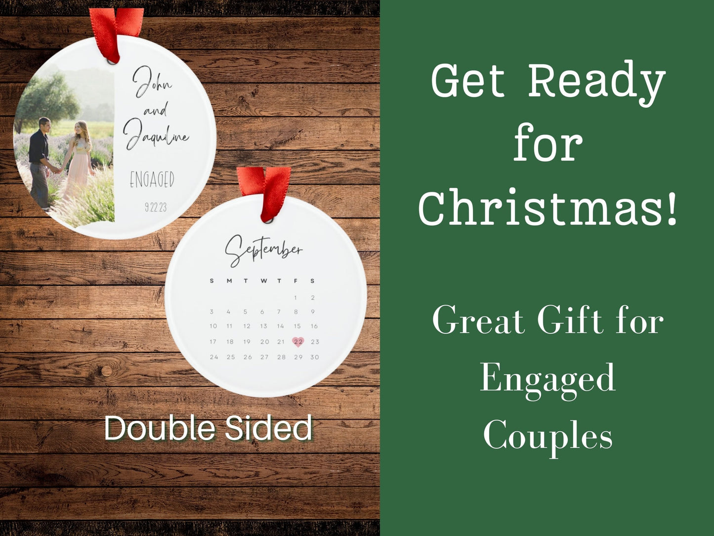 Customized Engagement Christmas Ornament: Personalized Couple's Keepsake for Our First Christmas, Engaged Photo Ornament